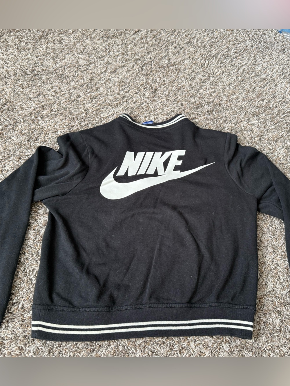 Nike Black Jacket with White Logo and Stripe Accents